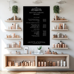 Poster Elegante, lista de preços real preta