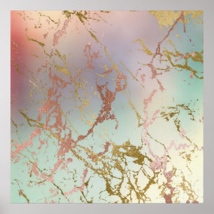Poster Elegante Marble   Rosa verde de cobre Sage