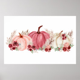 Poster Elegante Marsala Pink Burgundy Fall Pumpkins Poste