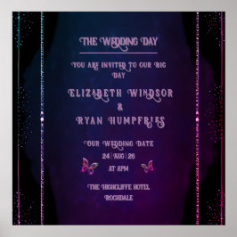 Poster Elegante Mauve e Dourados Convites para Casamento