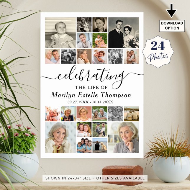 Poster Elegante Memorial 24 Foto Celebrando a Vida (Criador carregado)