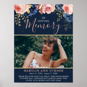Poster Elegante Memorial Floral 'Em Memória Carinhosa' Fu