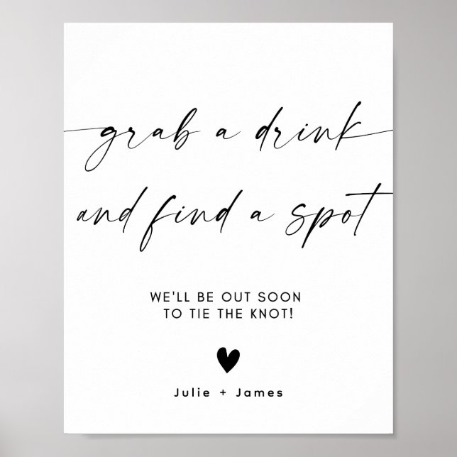 Poster Elegante Minimalista Agarre um Sinal de Casamento  (Frente)