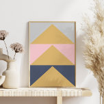Poster Elegante Moderno Cor-de-rosa Marinho Azul Formas D<br><div class="desc">Elegante Moderno Cor-de-rosa Marinho Azul Formas Douradas Muralha</div>