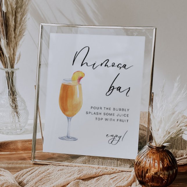 Poster Elegante Moderno | Sinal de Bar Bridal Mimosa (Criador carregado)