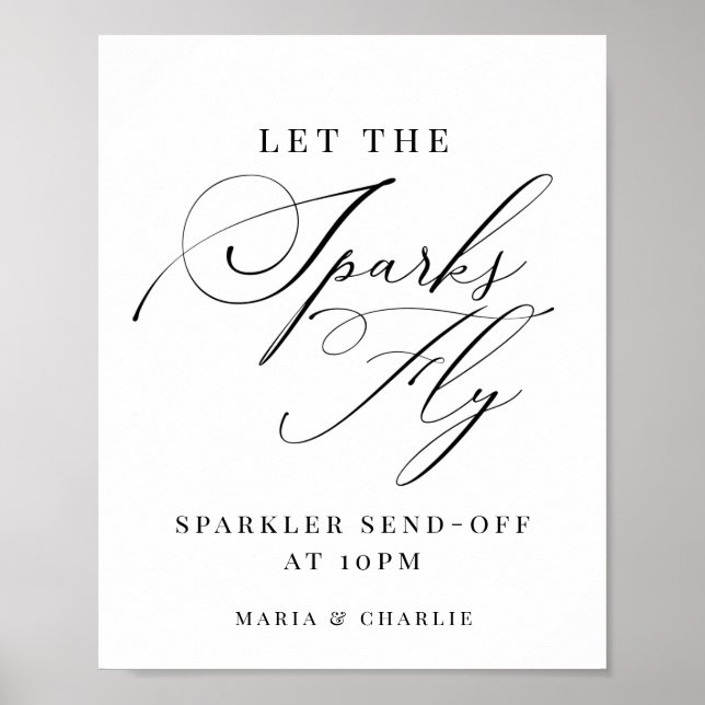 Poster Elegante Moderno Sparkler Enviar Sinal de Casament (Frente)
