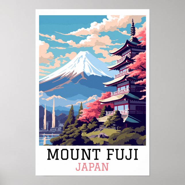 Poster Elegante Monte Fuji Japão Viagem Art (Frente)