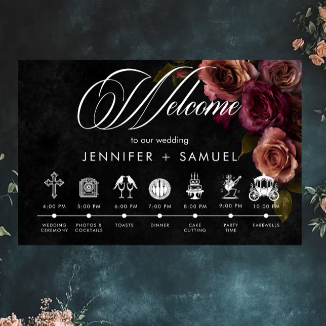 Poster Elegante Moody Muted Rust Burgundy Ordem dos Event (Criador carregado)