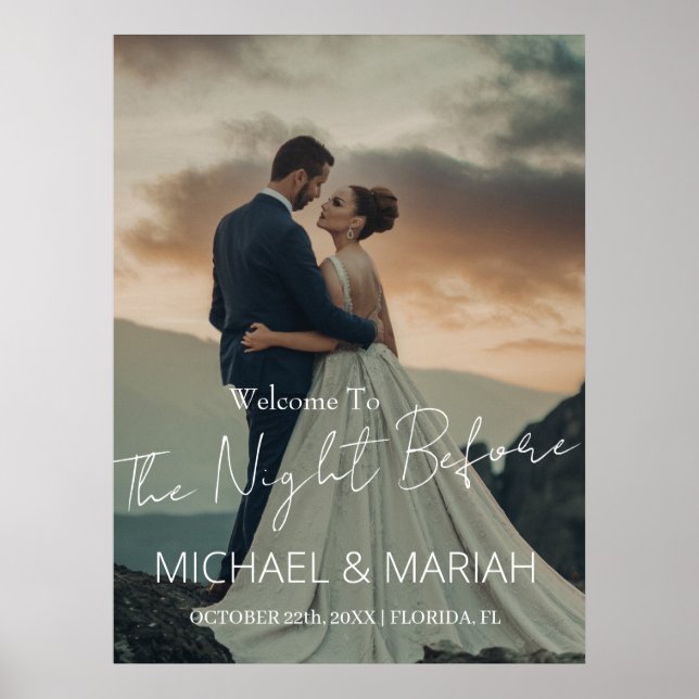 Poster Elegante Na Noite Antes Do Ensaio Jantar Foto (Frente)