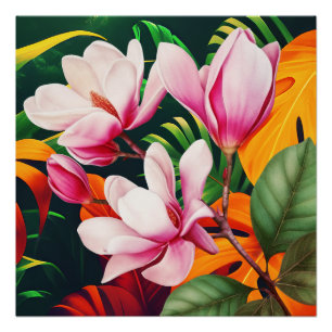 PÔSTER ELEGANTE NATUREZA PLANTA FLOR