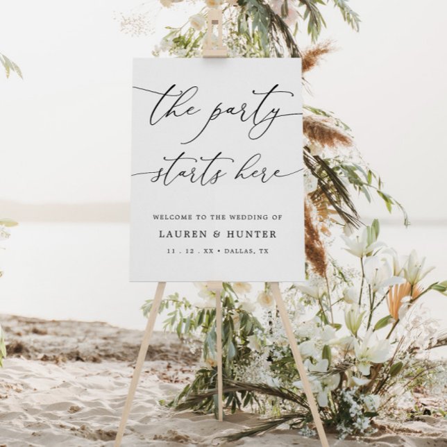 Poster Elegante O Partido Começa Aqui Sinal De Casamento (Criador carregado)