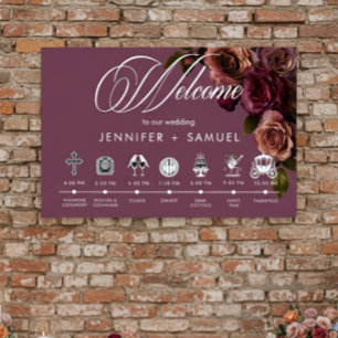 Poster Elegante Ordem de Eventos Soft Rust Burgundy de Hu