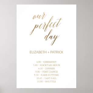 Poster Elegante Ouro Nossa Ordem de Eventos do Dia Perfei