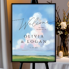 Poster Elegante Paisagem Pintada Nuvens Casamento Bem-vin