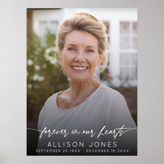 Poster Elegante Para Sempre Em Nossos Corações Script Fot (Frente)