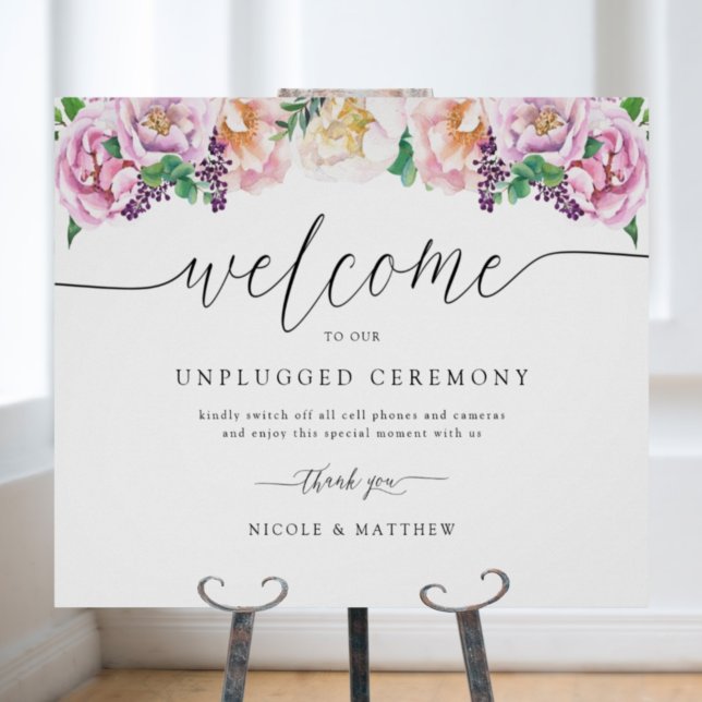 Poster Elegante Pastel Floral Unplugged Ceremony Sinal (Criador carregado)