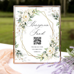 Poster Elegante Pastel White Roses Eucalypt Honeymoon Fun