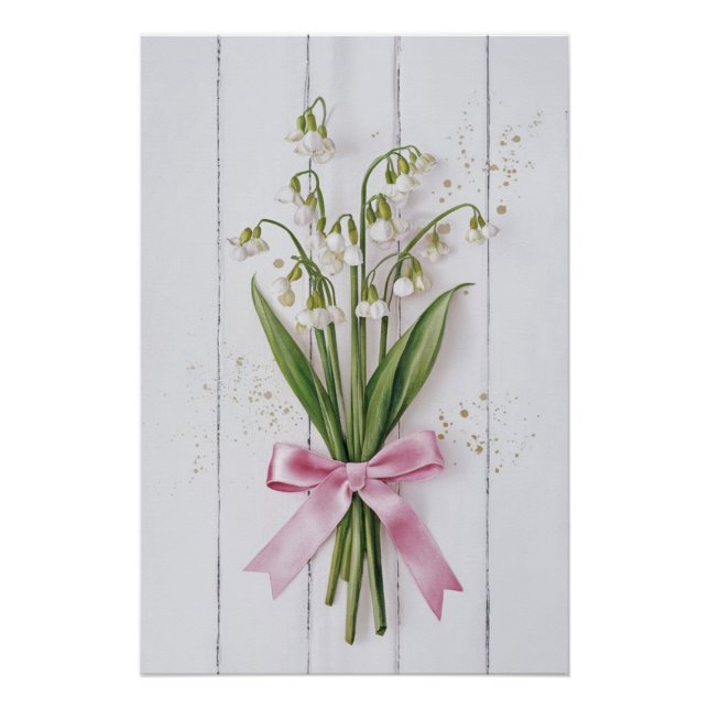 Pôster Elegante Peony Buquê Watercolor Wall Art & Poster (Frente)