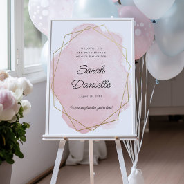 Poster Elegante Pink Bat Mitzvah Bem-vindo