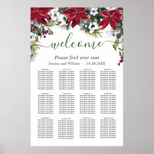 Poster Elegante Poinsettia 12 Mesas: GRÁFICO DE CASAMENT