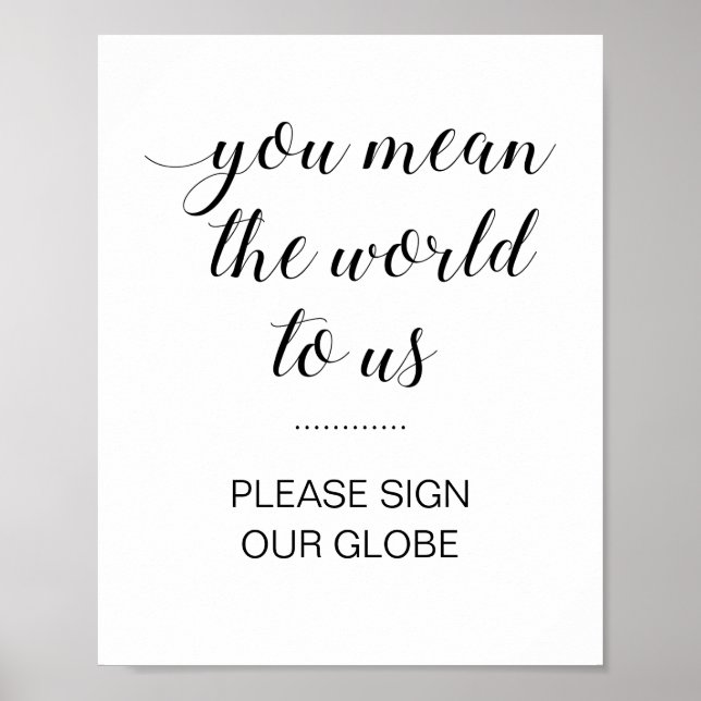 Poster Elegante Por Favor, Assine Nosso Casamento Global (Frente)