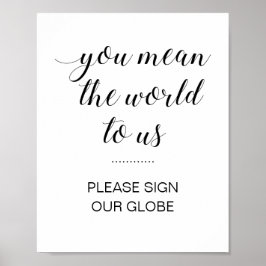 Poster Elegante Por Favor Assine Nosso Globo Casamento