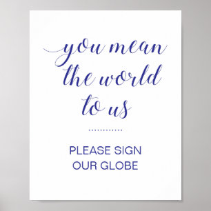Poster Elegante Por Favor Assine Nosso Globo Casamento Az