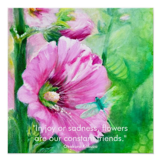 Pôster Elegante Poster de Arte Rosa Floral (Frente)