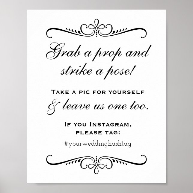 Poster Elegante Preto Agarra um Booth Fotográfico de Casa (Frente)