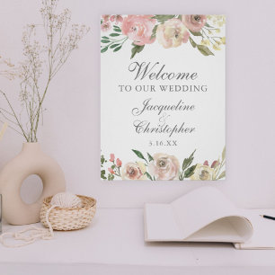 Poster Elegante Primavera Floral Bem-vindo ao nosso cas