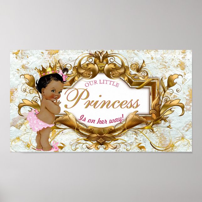 Poster Elegante Princesa Africana Mármore Branco e Dourad (Frente)