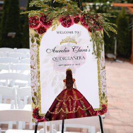 Poster Elegante Princesa Floral Quinceañera Birthday