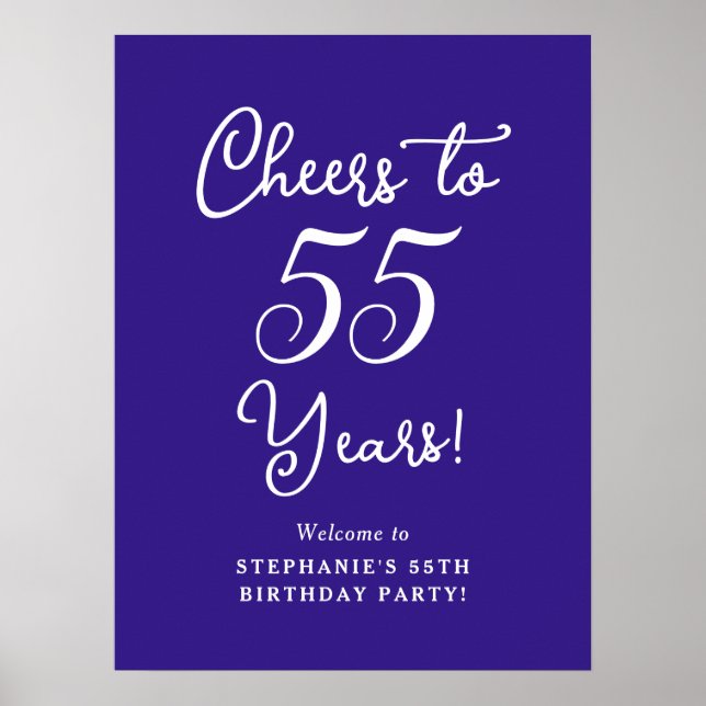 Poster Elegante Purple Cheers para 55 anos de Festa de an (Frente)