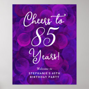 Poster Elegante Purple Cheers para 85 anos 85 anos aniver