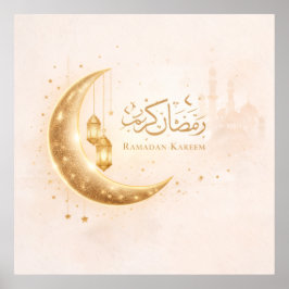 Poster Elegante Ramadan Kareem Lua Crescente & Lanterna I