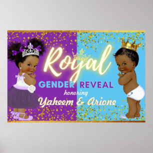 Poster Elegante Real Africano Gênero Revela Roxo e Azul