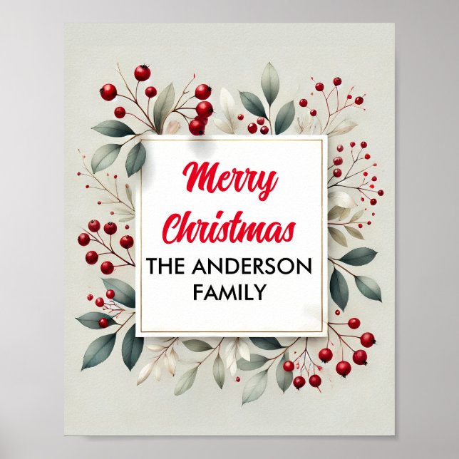 Poster Elegante Red Berry Natal (Frente)