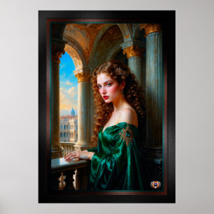 Poster Elegante Renascentista Vestida Verde