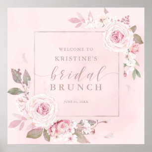 Poster Elegante Rosa Água Cor Bridal Brunch Bem-vindo