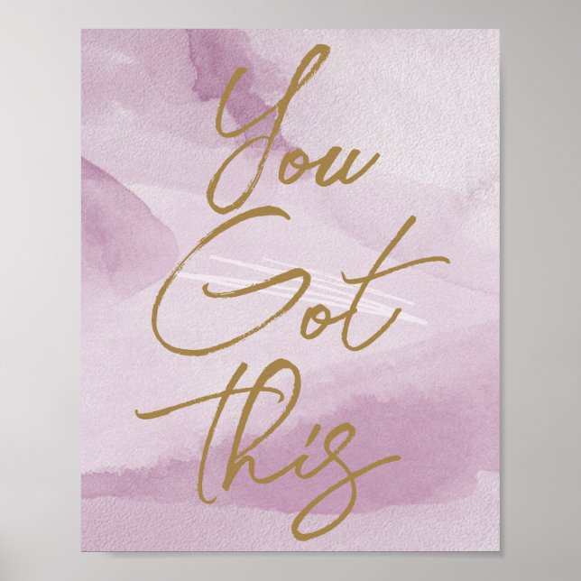 Poster Elegante Rosa Bege Dourado Você Consegue  (Frente)