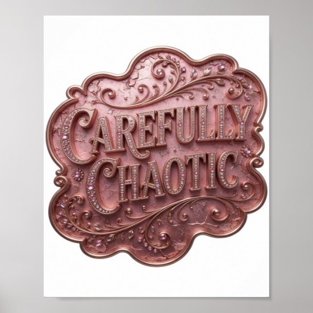 Poster Elegante Rosa CAUTELOSAMENTE CAÓTICO (Frente)