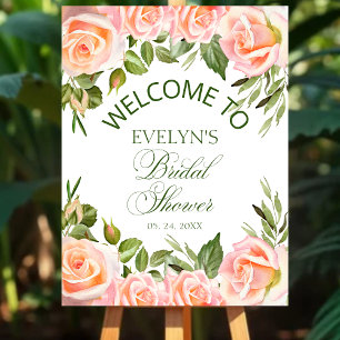 Poster Elegante Rosa de Água Rosa Rosa Recepção de Noiva