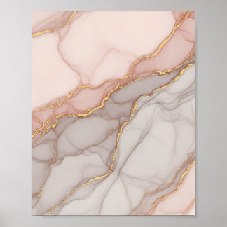 Poster Elegante Rosa Dourado Marble - Arte de Muro de Lux