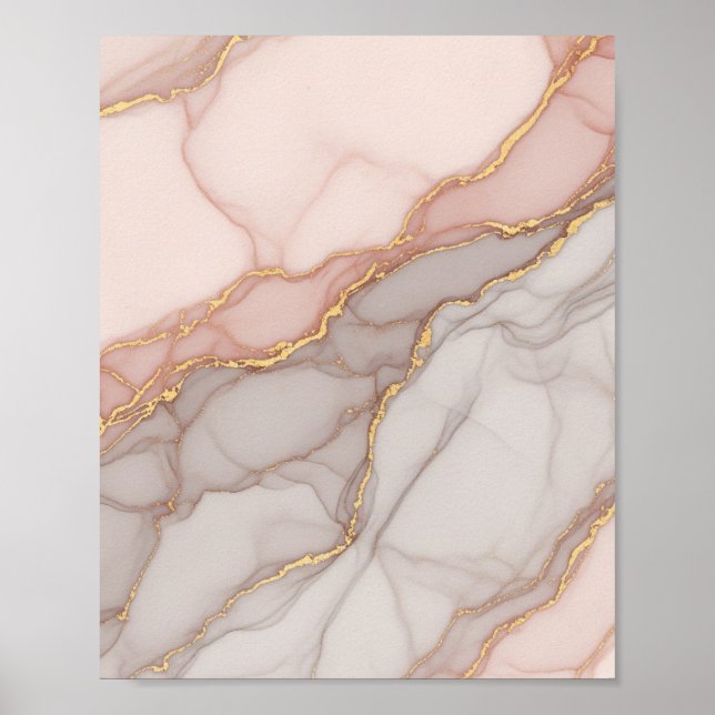 Poster Elegante Rosa Dourado Marble - Arte de Muro de Lux (Frente)