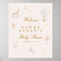elegante rosa menina contos de fadas baby shower b