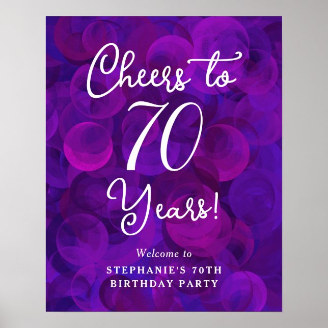 Poster Elegante Roxo Saúde aos 70 anos de 70 aniversário (Frente)