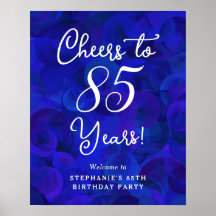Elegante Royal Blue Cheers para 85 anos de anivers