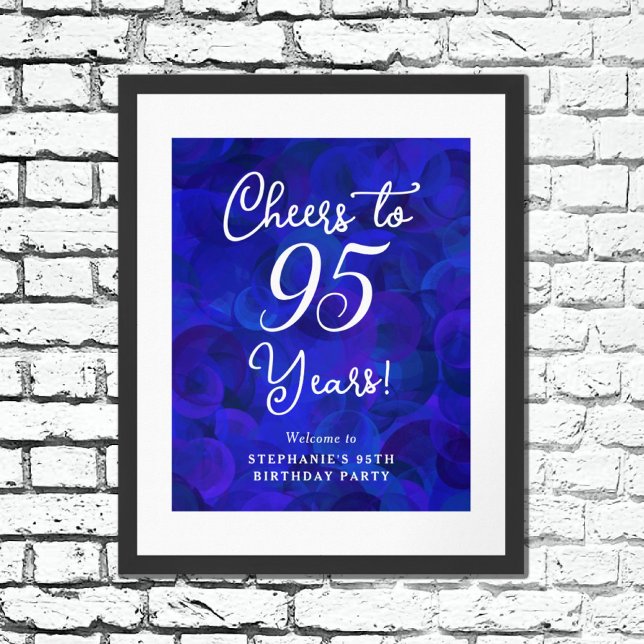 Poster Elegante Royal Blue Cheers para 95 anos de anivers (Criador carregado)