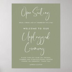 Poster Elegante Sage Green, assento livre cerimônia desco