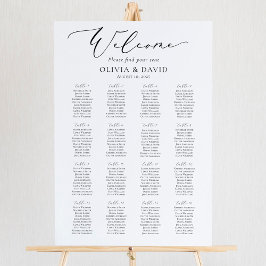 Poster Elegante Script 16 Mesas Gráfico de Assentos Bem-v